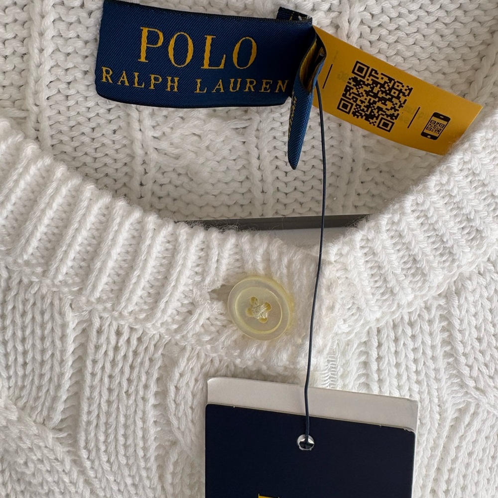 Ralph Lauren White Cable-Knit Button Cardigan - Picture 9 of 9